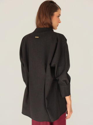 sana jacket graphite black w/burgundy stripes