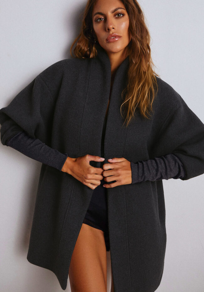 gray wool kimono jacket