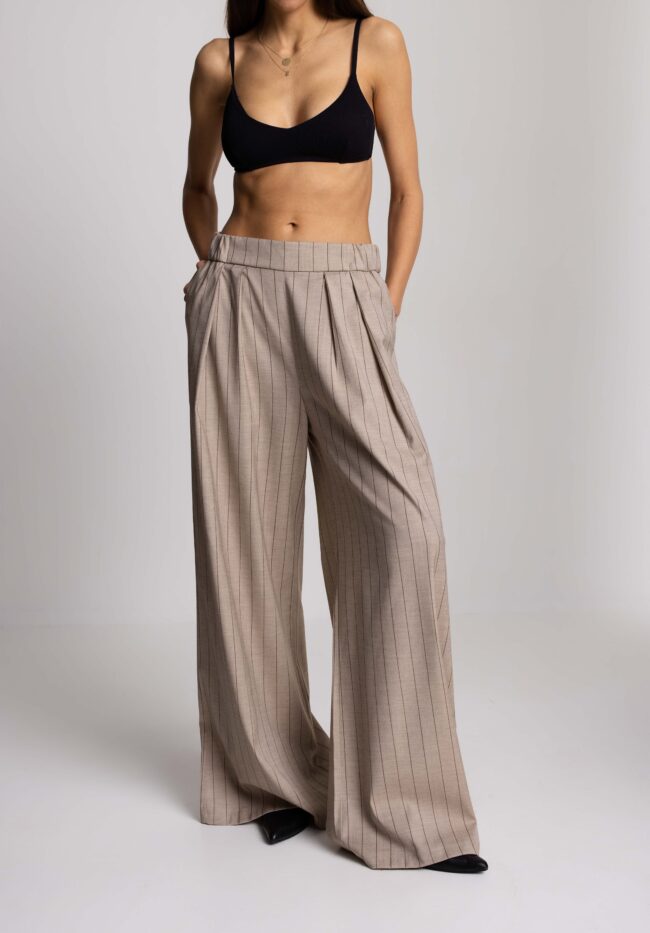 dina beige trousers w/black stripes