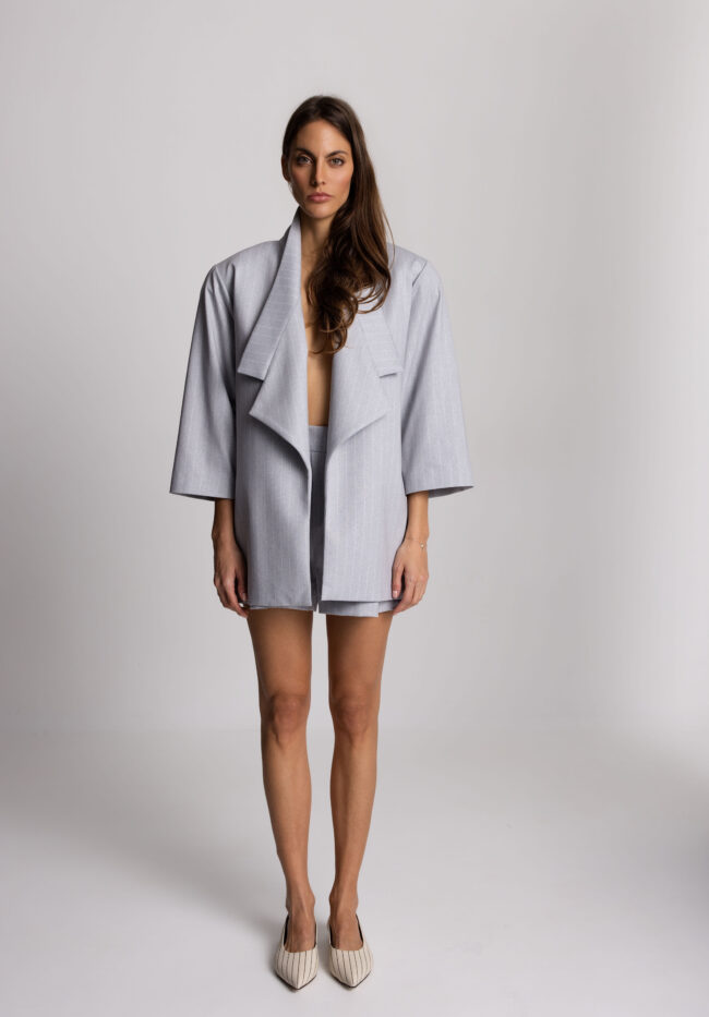 ikona jacket light gray w/white stripes